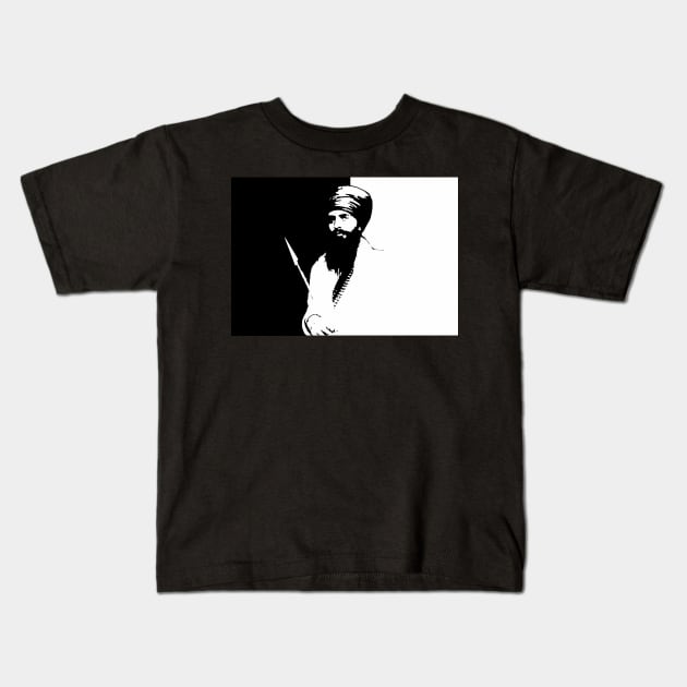 Sant Jarnail Singh Bhindranwale Black White Kids T-Shirt by inkstyl